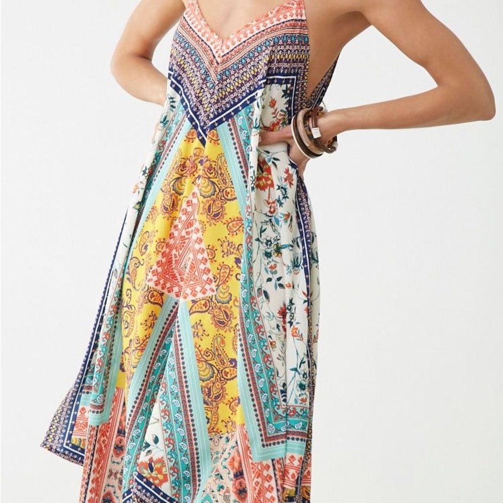 Umgee Vibrant Patchwork Backless Dress
